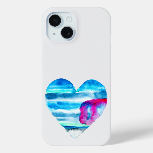 Funda De Case-Mate Para iPhone Corazón de agua azul (Reverso )