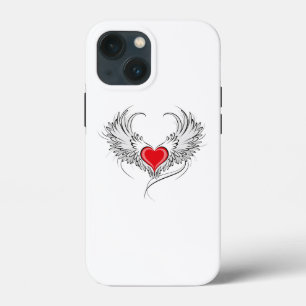 Funda Para iPhone 13 Mini Corazón de Ángel Rojo con alas