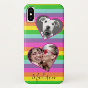Funda Para iPhone X Corazón de arcoiris moderno Nombre del guión gráf