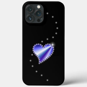 Funda Para iPhone 13 Pro Max Corazón de arcoiris morado con estrellas en negro