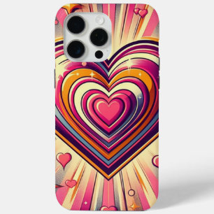 Funda Para iPhone 15 Pro Max Corazón de arte pop de los años 70/San Valentín