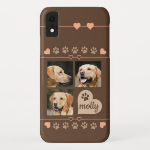 Funda Para iPhone XR Corazón de Brown del nombre del perro del collage
