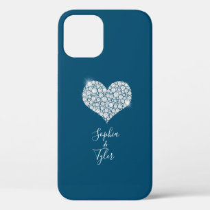 Funda Para iPhone 12 Corazón de diamante brillante nombres en guión bla
