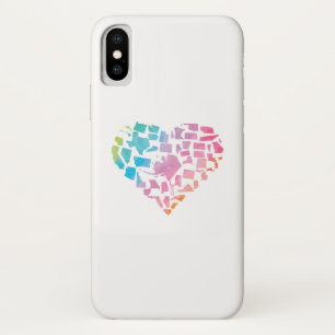 Funda Para iPhone X Corazón de Estados Unidos de la acuarela