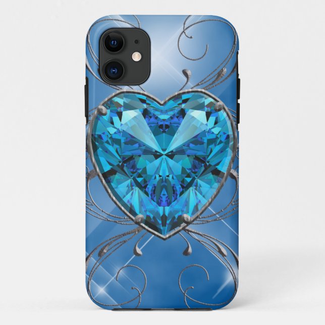 Funda De Case-Mate Para iPhone Corazón de Gema Bleu (Reverso)