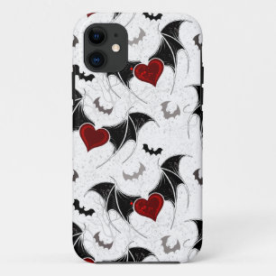 Funda Para iPhone 11 Corazón de Halloween con alas de murciélago negro