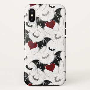 Funda Para iPhone XS Corazón de Halloween con alas de murciélago negro