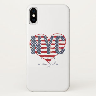 Funda Para iPhone X Corazón de la bandera americana de NYC