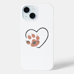 Funda Para iPhone 15 Corazón de la huella de la pata - Diseño de amante