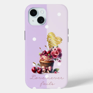 Funda Para iPhone 15 Corazón de magdalena floral cereza cristiana femen