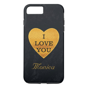 Funda Para iPhone 8 Plus/7 Plus Corazón de oro y negro personalizado que te amo