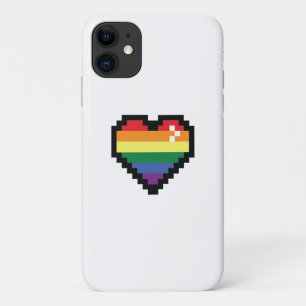 Funda Para iPhone 11 Corazón de píxeles arco iris