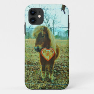 Funda Para iPhone 11 Corazón de San Valentín de caballo marrón en minia