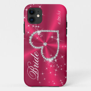 Funda Para iPhone 11 Corazón del diamante en el satén rojo
