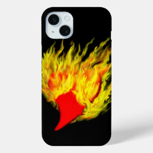 Funda Para iPhone 15 Mini Corazón en llamas