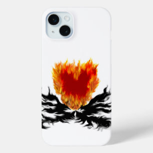 Funda Para iPhone 15 Mini Corazón en llamas