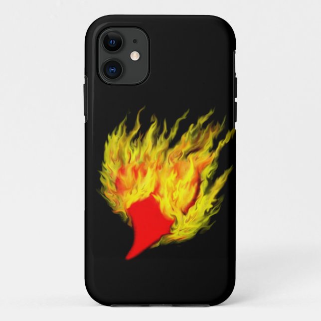 Funda De Case-Mate Para iPhone Corazón en llamas (Reverso)