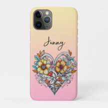 Corazón floral personalizado romántico