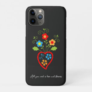 Funda Para iPhone 11 Pro Corazón floreciendo portugués folklórico