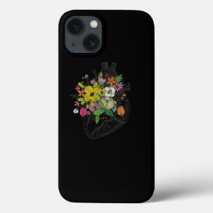 Funda Para iPhone 13 Corazón Humano Anatómico Floral Retro Para Mujeres