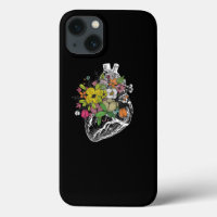 Corazón Humano Anatómico Floral Retro Para Mujeres