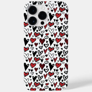 Funda Para iPhone 14 Pro Max De Case-Mate Corazón Minimalista moderno rojo, negro y blanco
