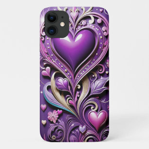 Funda Para iPhone 11 Corazón morado romántico moderno