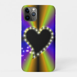 Funda Para iPhone 11 Pro Corazón negro con estrellas en arcoiris