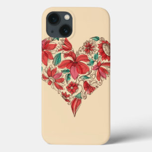 Funda Para iPhone 13 Corazón retro del símbolo del amor de las flores