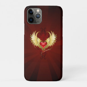 Funda Para iPhone 11 Pro Corazón Rojo con Alas Doradas