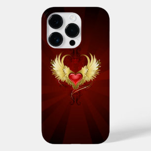 Funda Para iPhone 14 Pro De Case-Mate Corazón Rojo con Alas Doradas