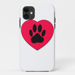 Funda Para iPhone 11 Corazón Rojo Con Papas De Perro Impresión