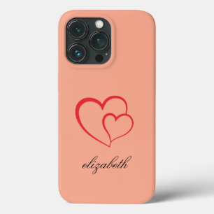Funda Para iPhone 13 Pro corazón rojo forma colorido fondo personalizado