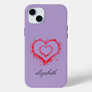 Funda Para iPhone 15 Mini corazón rojo forma colorido fondo personalizado