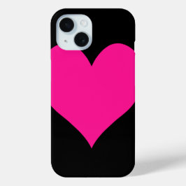 Funda Para iPhone 15 Corazón rosa profundo y agudo