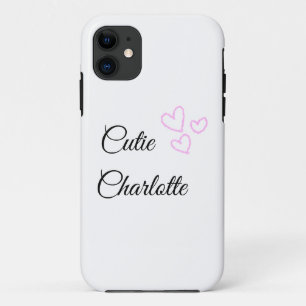 Funda Para iPhone 11 corazón rosa simple mínimo brillo destello agregar