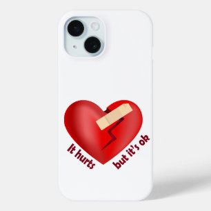 Funda Para iPhone 15 Corazón roto sanado con parche y cita de vida
