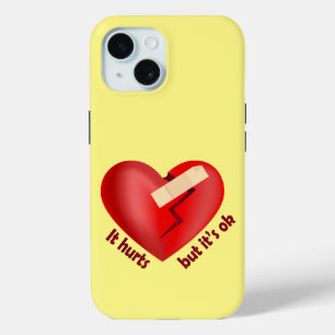 Funda Para iPhone 15 Corazón roto sanado con parche y cita de vida