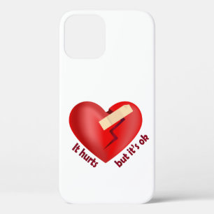 Funda Para iPhone 12 Corazón roto sanado con parche y cita de vida