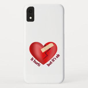 Funda Para iPhone XR Corazón roto sanado con parche y cita de vida
