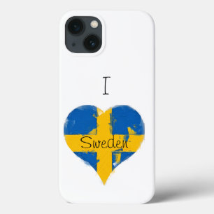 Funda Para iPhone 13 Corazón Suecia Pintó Bandera Sueca
