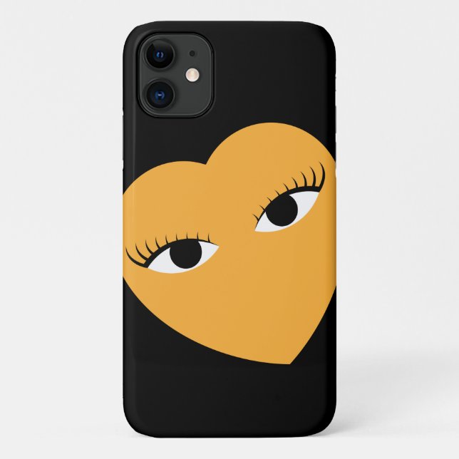 Funda De Case-Mate Para iPhone Corazón súper lindo con ojos (Reverso)