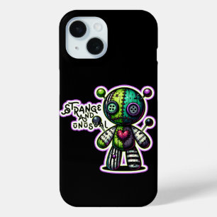 Funda Para iPhone 15 Corazón verde morado extraño e inusual Oso de Vood