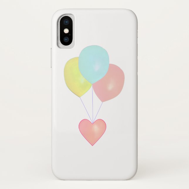 Funda De Case-Mate Para iPhone Corazón y globos (Reverso)