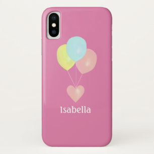 Funda Para iPhone X Corazón y globos en oro rosa