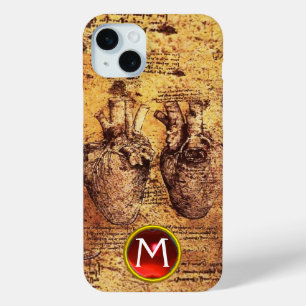 Funda Para iPhone 15 Mini Corazón Y Sus Vasos De Sangre Parchment Gem Monogr