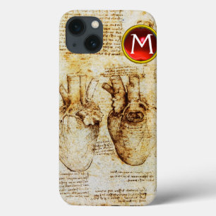 Funda Para iPhone 13 Corazón Y Sus Vasos De Sangre Parchment Gem Monogr