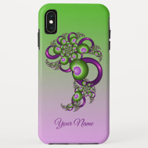 Funda Para iPhone XS Max Corazones abstractos de fractal verde rosa encanta