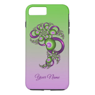 Funda Para iPhone 8 Plus/7 Plus Corazones abstractos de fractal verde rosa encanta