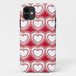 Funda Para iPhone 11 Corazones abstractos modernos - rojo y blanco
